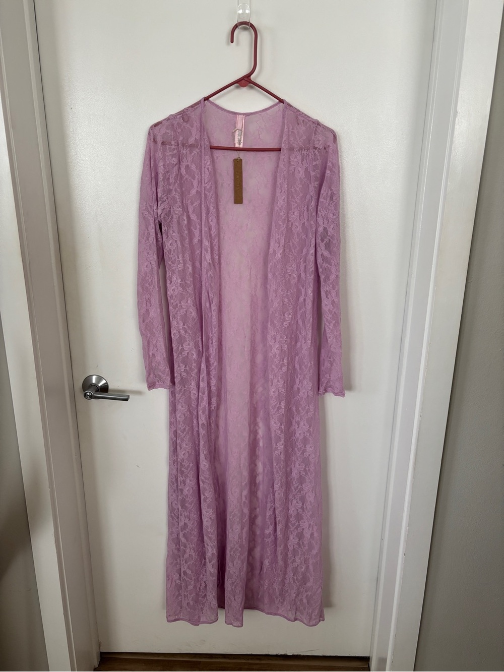 SKIMS Baby Pink Stretch Lace Robe - Picture 4 of 7
